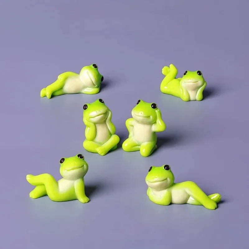 Aquarium Fish Live - 6pcs Cartoon Mini Funny Frog Figurine