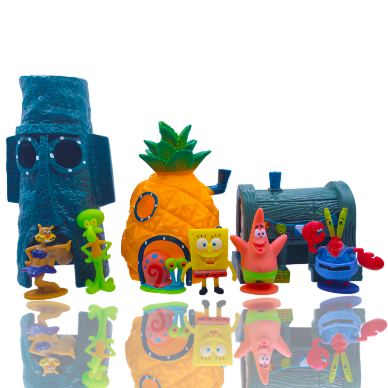 Fish Aquarium Home - 6pcs SpongeBob Fish Tank Decoration Cartoon