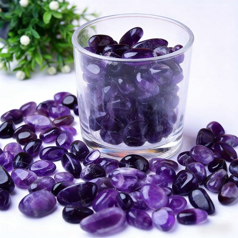 Fish Aquarium Home - Natural Amethyst Raw Stone Polished Chips50-100GLandscaping