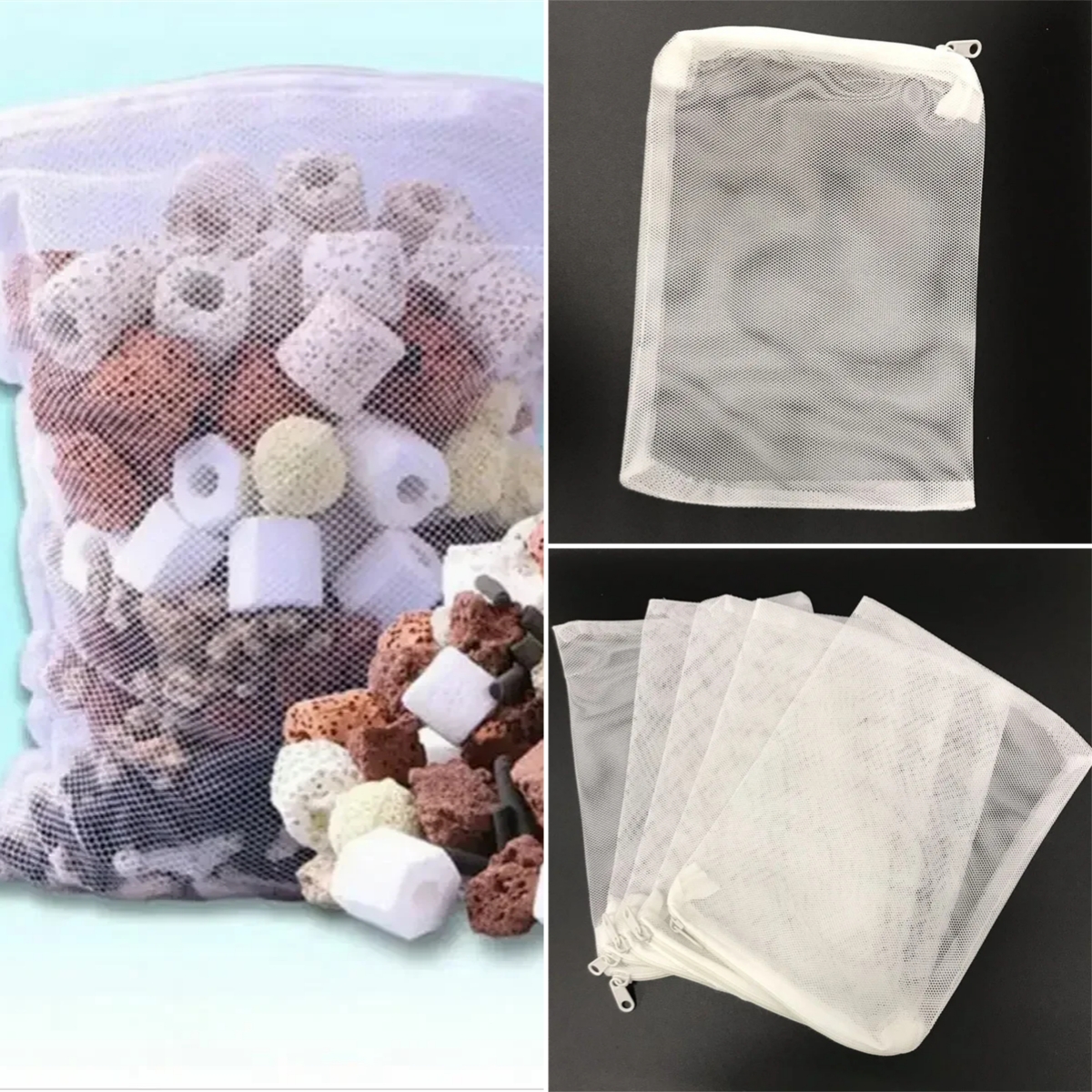Aquarium Fish Cave - 1/5Pcs Aquarium Filter Bags with Zipper